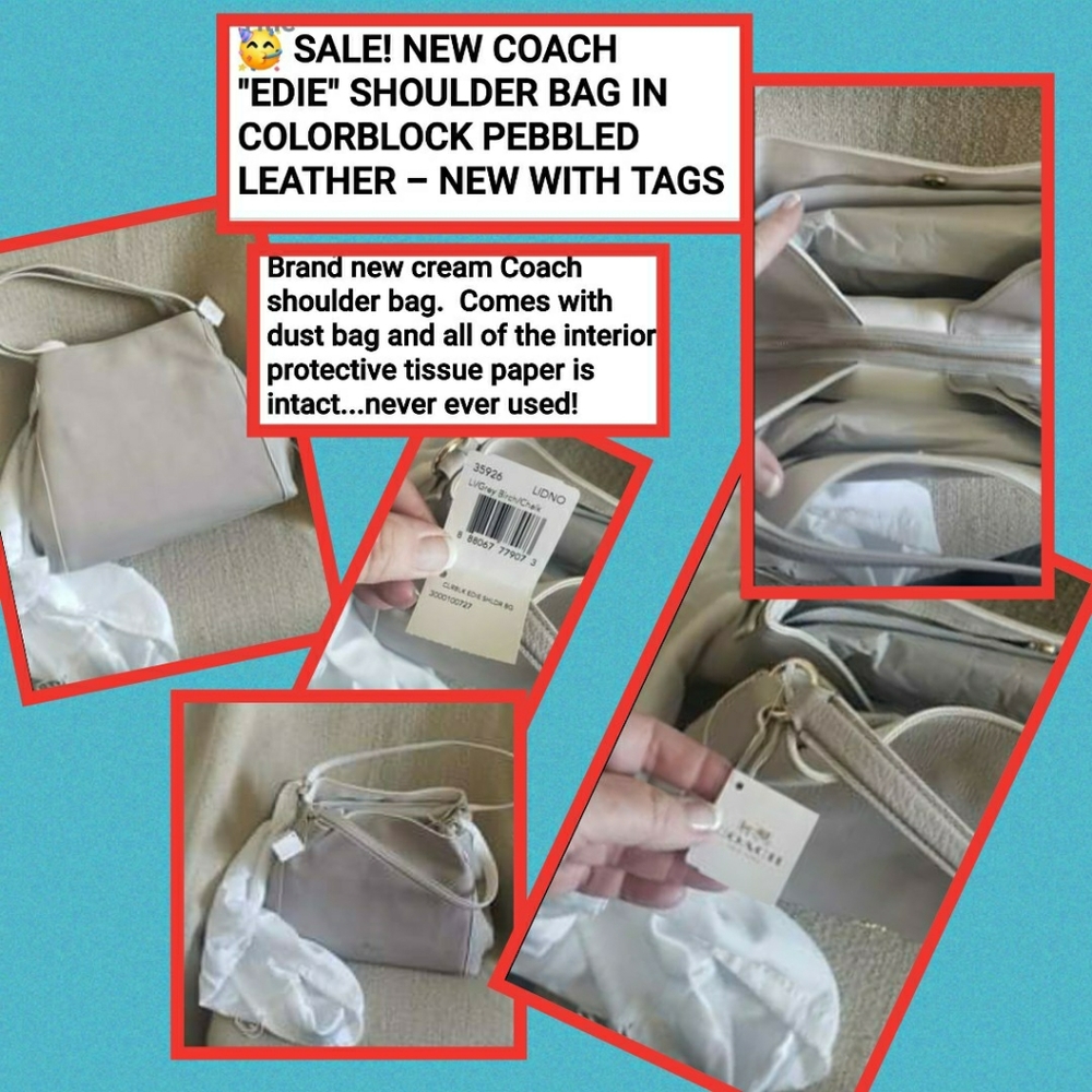 New Coach "Edie" Shoulder Bag - Cream